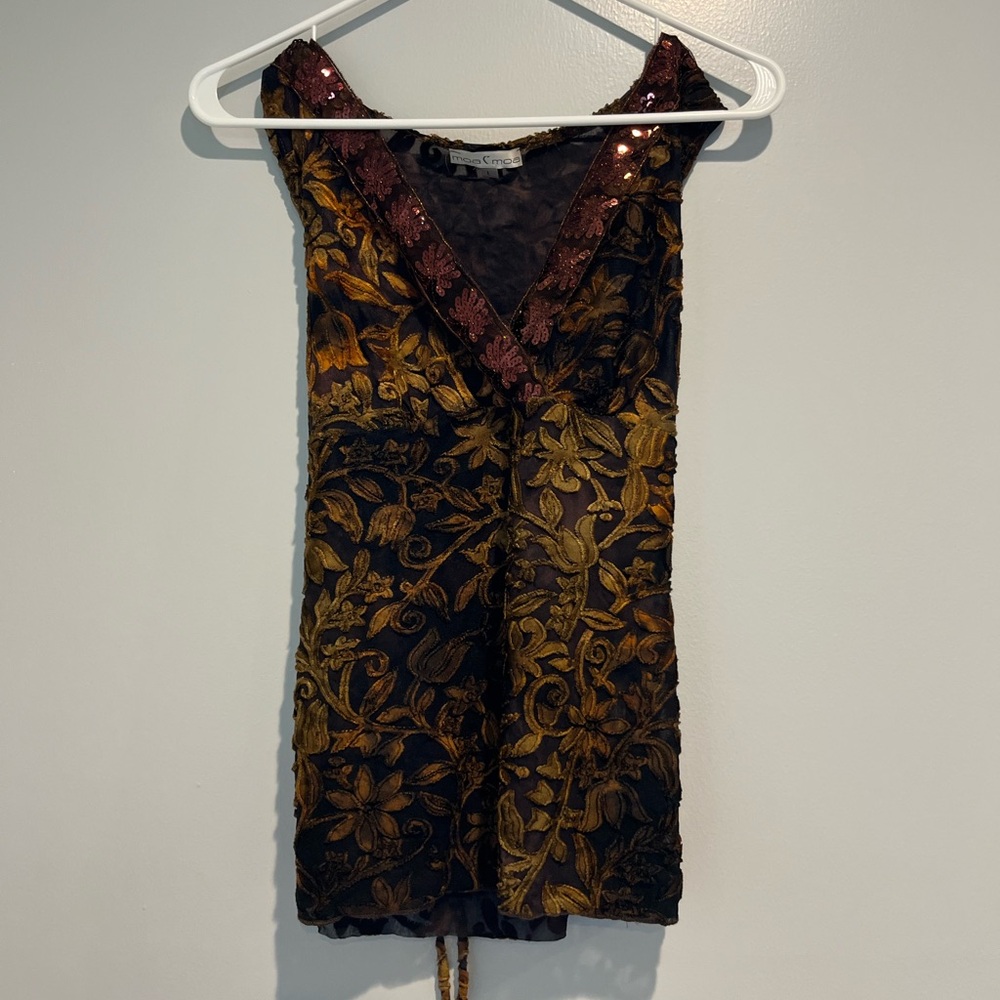 Y2K Floral Velvet Sleeveless Top